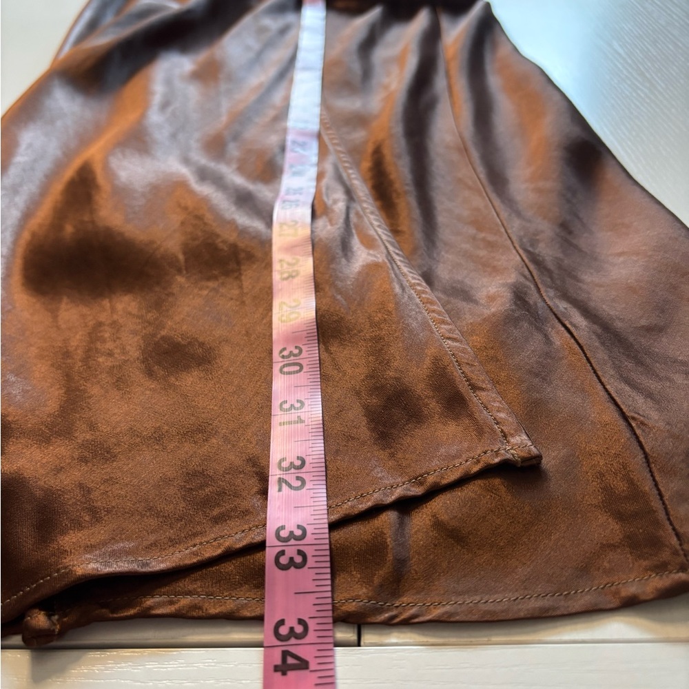 Enza Costa Satin Wrap Skirt In Saddle Brown Size 0/Xs - Picture 14 of 16
